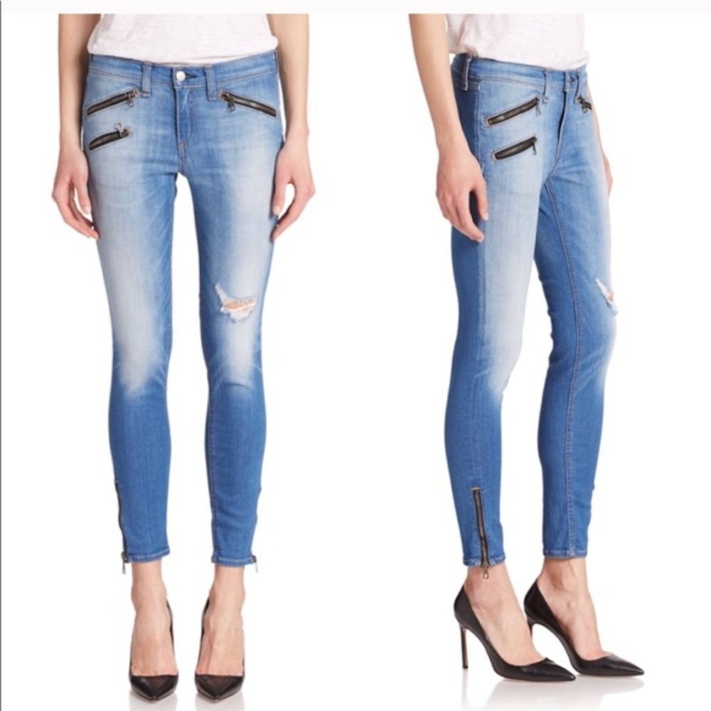 Rag & Bone Kilbowie Distressed Zipper Skinny Jeans Size 26